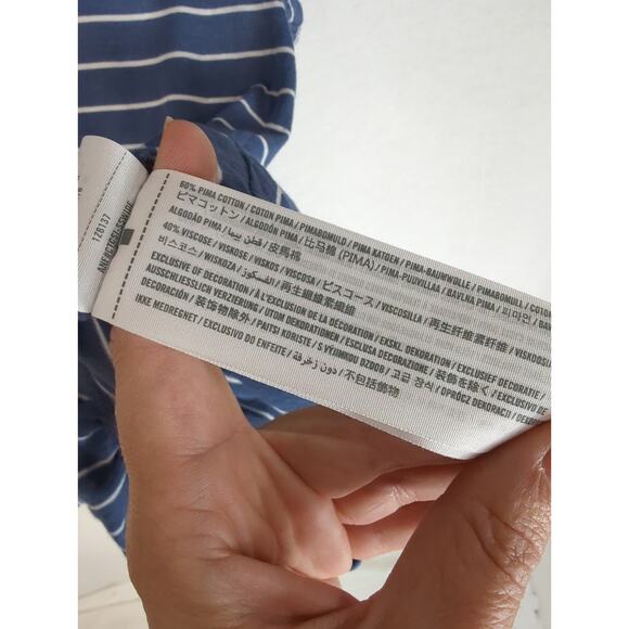 Abercrombie & Fitch Striped Peplum Short Sleeve Shirt Blue White Medium - Picture 6 of 6